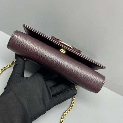 Salvatore Ferragamo Miss Vara Bow Crossbody Bag Saffiano Calfskin Burgundy