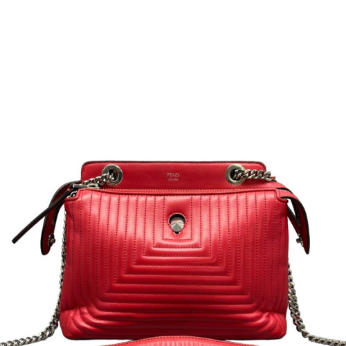 Fendi Small Dotcom Sconvertible Satchel Calfskin Red