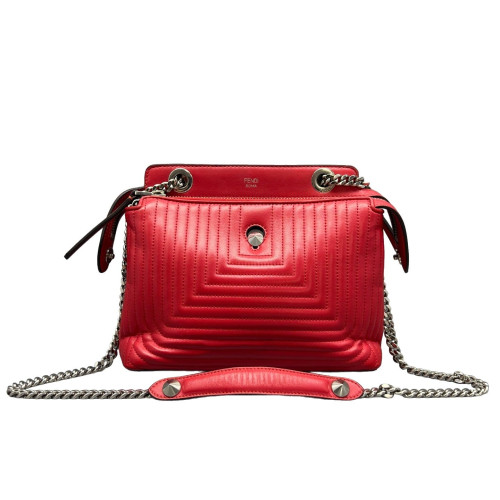Fendi Small Dotcom Sconvertible Satchel Calfskin Red