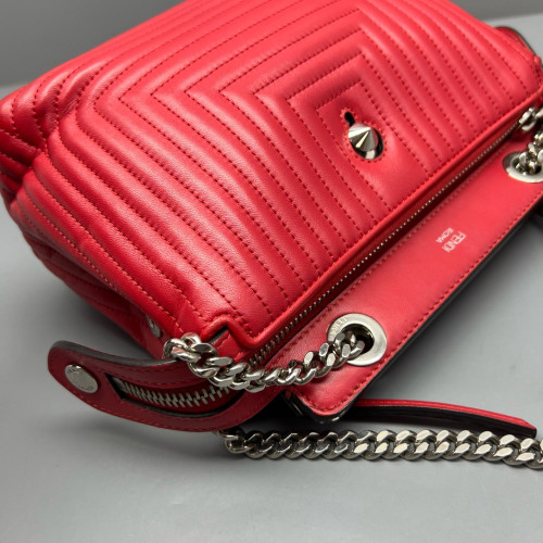 Fendi Small Dotcom Sconvertible Satchel Calfskin Red