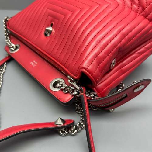 Fendi Small Dotcom Sconvertible Satchel Calfskin Red