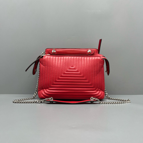 Fendi Small Dotcom Sconvertible Satchel Calfskin Red