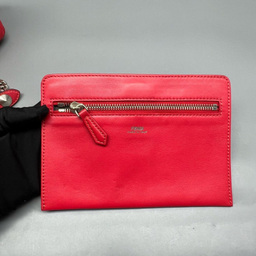 Fendi Small Dotcom Sconvertible Satchel Calfskin Red