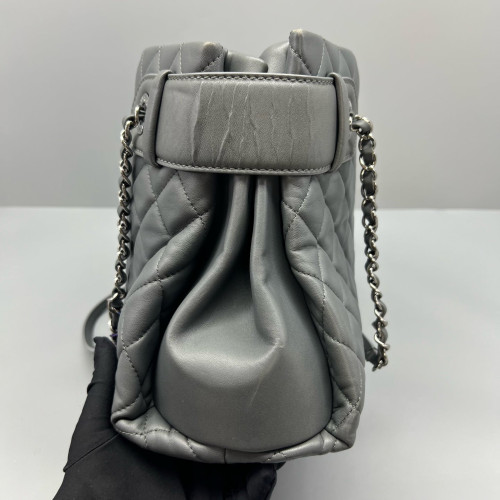 Chanel Quilted Tote Bag Calfskin Grey