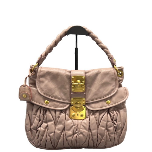 Miu Miu Two-Way Bag Crumpled Lambskin Light Tan