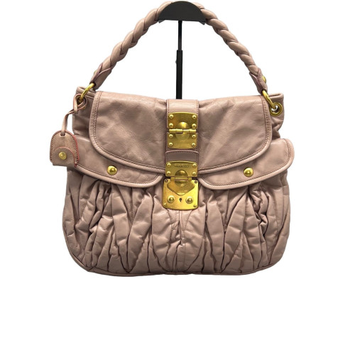 Miu Miu Two-Way Bag Crumpled Lambskin Light Tan