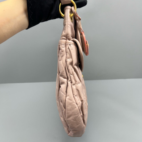Miu Miu Two-Way Bag Crumpled Lambskin Light Tan