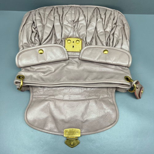 Miu Miu Two-Way Bag Crumpled Lambskin Light Tan
