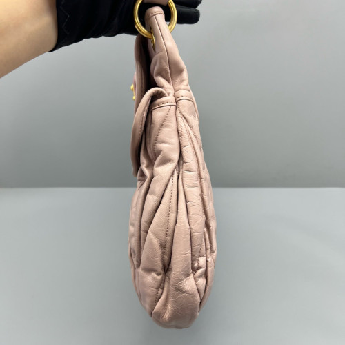 Miu Miu Two-Way Bag Crumpled Lambskin Light Tan