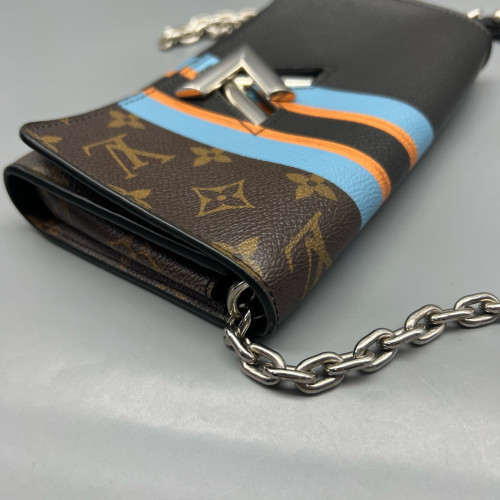 Louis Vuitton Twist Belt Chain Wallet Monogram Calfskin Brown Black Blue