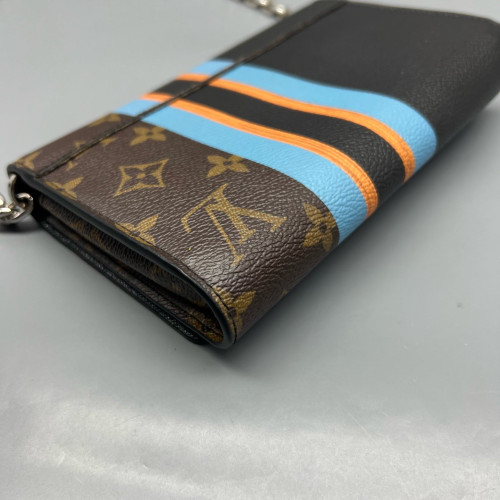 Louis Vuitton Twist Belt Chain Wallet Monogram Calfskin Brown Black Blue