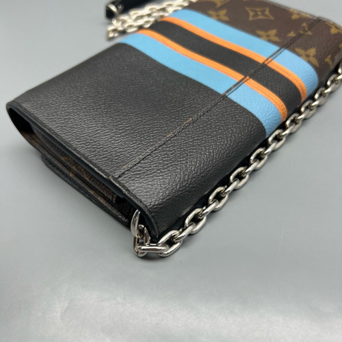 Louis Vuitton Twist Belt Chain Wallet Monogram Calfskin Brown Black Blue