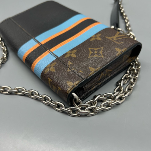 Louis Vuitton Twist Belt Chain Wallet Monogram Calfskin Brown Black Blue