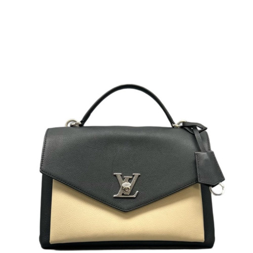 Louis Vuitton Mylockme Top Handle Calfskin Black Beige