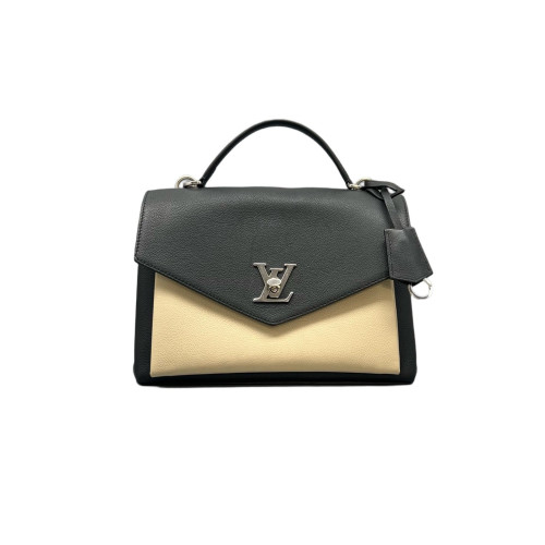 Louis Vuitton Mylockme Top Handle Calfskin Black Beige