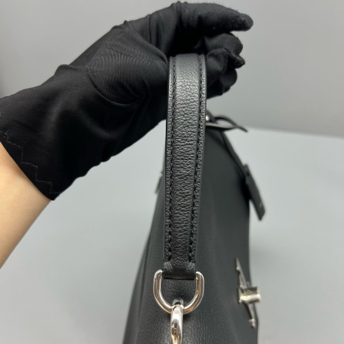 Louis Vuitton Mylockme Top Handle Calfskin Black Beige