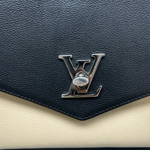 Louis Vuitton Mylockme Top Handle Calfskin Black Beige