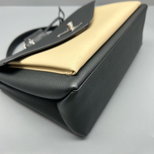 Louis Vuitton Mylockme Top Handle Calfskin Black Beige