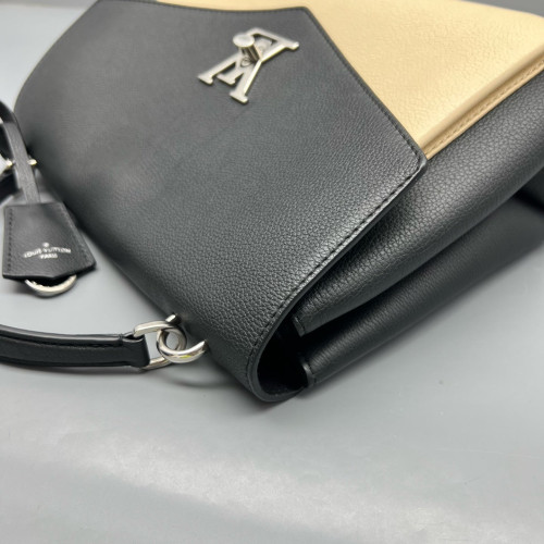 Louis Vuitton Mylockme Top Handle Calfskin Black Beige