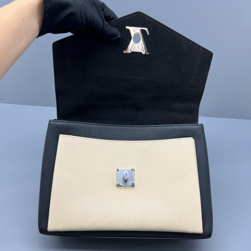 Louis Vuitton Mylockme Top Handle Calfskin Black Beige