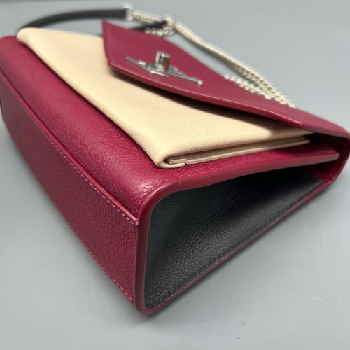 Louis Vuitton Mylockme Chain Bag BB Calfskin Burgundy White Black