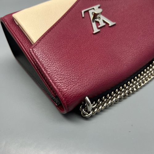 Louis Vuitton Mylockme Chain Bag BB Calfskin Burgundy White Black