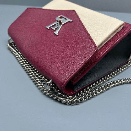 Louis Vuitton Mylockme Chain Bag BB Calfskin Burgundy White Black