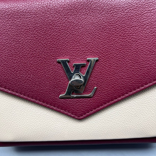 Louis Vuitton Mylockme Chain Bag BB Calfskin Burgundy White Black