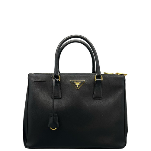 Prada Medium Galleria Double Zip Tote Saffiano Calfskin Black