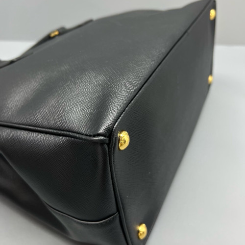 Prada Medium Galleria Double Zip Tote Saffiano Calfskin Black