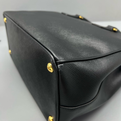 Prada Medium Galleria Double Zip Tote Saffiano Calfskin Black