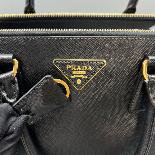Prada Medium Galleria Double Zip Tote Saffiano Calfskin Black