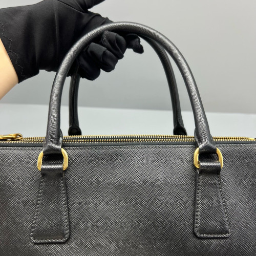 Prada Medium Galleria Double Zip Tote Saffiano Calfskin Black