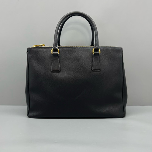 Prada Medium Galleria Double Zip Tote Saffiano Calfskin Black