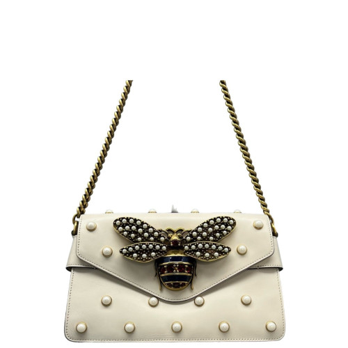 Gucci Queen Margaret Broadway Shoulder Bag Calfskin White