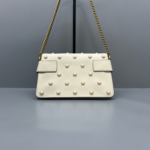 Gucci Queen Margaret Broadway Shoulder Bag Calfskin White