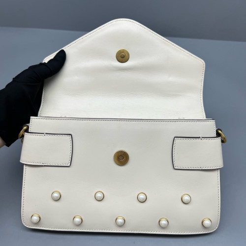 Gucci Queen Margaret Broadway Shoulder Bag Calfskin White