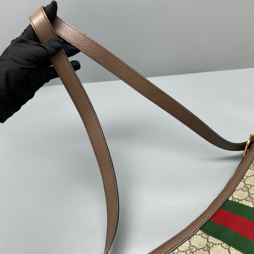 Gucci Ophidia Halfmoon Shoulder Bag GG Supreme Monogram Beige Ebony Beige Green