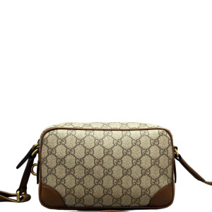 Gucci Small GG Emblem Shoulder Bag GG Supreme Monogram Beige Brown