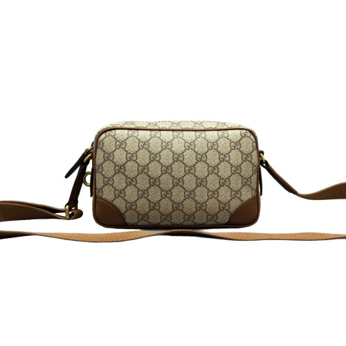 Gucci Small GG Emblem Shoulder Bag GG Supreme Monogram Beige Brown
