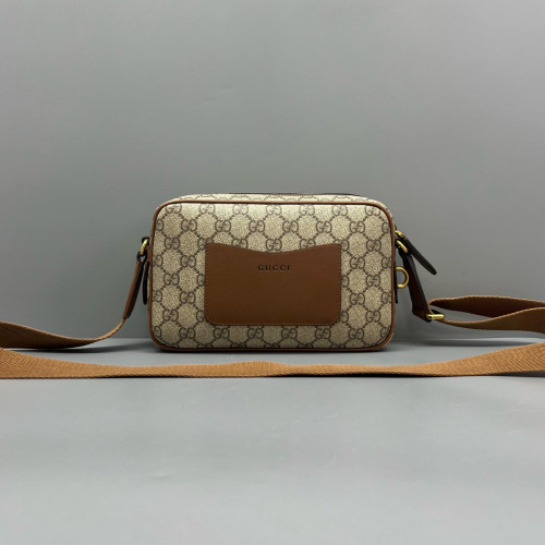 Gucci Small GG Emblem Shoulder Bag GG Supreme Monogram Beige Brown
