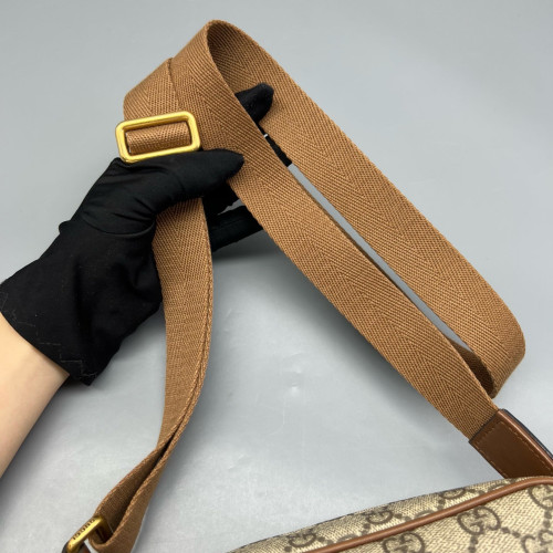 Gucci Small GG Emblem Shoulder Bag GG Supreme Monogram Beige Brown