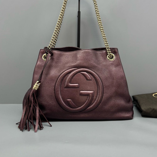 Gucci Medium Soho Shoulder Bag Calfskin Purple