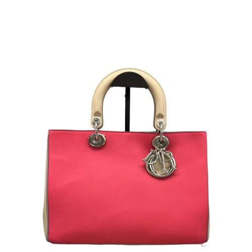 Dior Medium Diorissimo Tote Calfskin Red Natural Tan