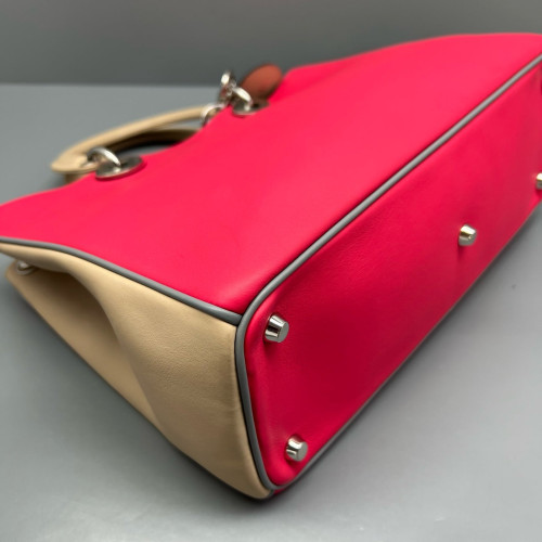 Dior Medium Diorissimo Tote Calfskin Red Natural Tan