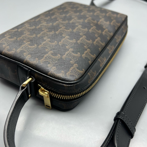 Celine Camera Case Triomphe Brown Black