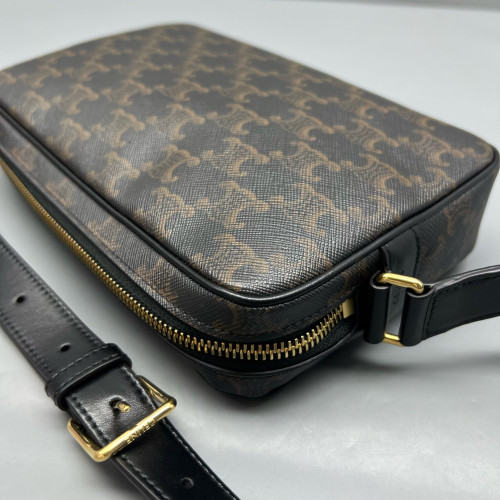 Celine Camera Case Triomphe Brown Black