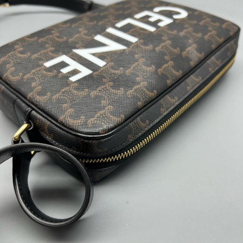 Celine Camera Case Triomphe Brown Black