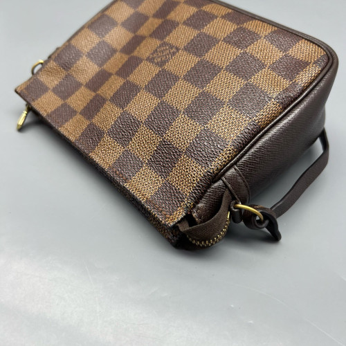 Louis Vuitton Trousse Make Up Bag Pochette Damier Ebene Brown Louis Vuitton Trousse Make Up Bag Pochette Damier Ebene Brown