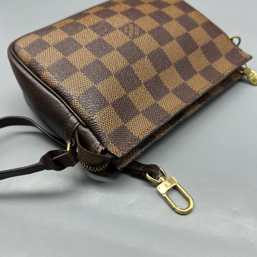 Louis Vuitton Trousse Make Up Bag Pochette Damier Ebene Brown Louis Vuitton Trousse Make Up Bag Pochette Damier Ebene Brown